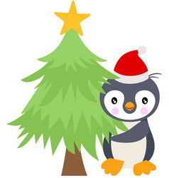 Holiday Penguin With Christmas Tree