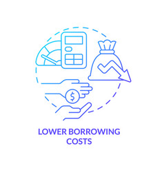 Lower Borrowing Costs Blue Gradient Concept Icon