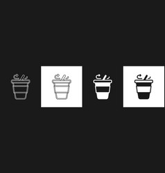 Set Coffee Cup To Go Icon Isolated On Black