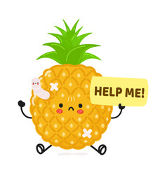 Cute Sad Sick Pineapple Asks For Help Character