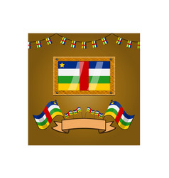 Central Africa Flags On Frame Wood Label