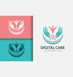 Digital Care Logo Design Abstract Humanity Hand