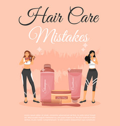 Hair Care Mistakes Poster Flat Template Healthy