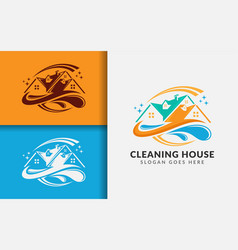 Cleaning House Logo Design With Fun Colorful