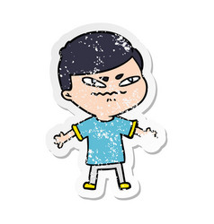 Distressed Sticker Of A Cartoon Exasperated Man