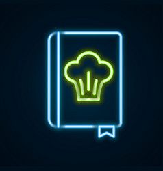 Glowing Neon Line Cookbook Icon Isolated On Black