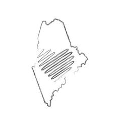 Maine Us State Hand Drawn Pencil Sketch Outline