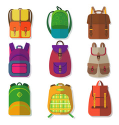 Schoolbags Or Children Colored Backpacks Isolated