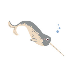 Cute Gray Narwhal With Horn