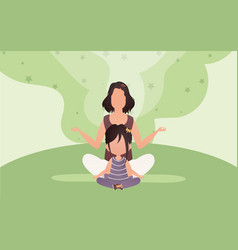 Mom And Daughter Do Yoga In The Lotus Position