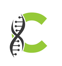 Dna Logo On Letter C Template For Healthcare