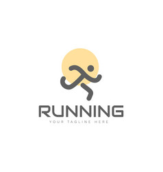 Man Line Running Logo Design Icon