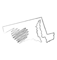 Maryland Us State Hand Drawn Pencil Sketch Outline