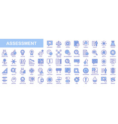 Assessment Web Icons Set In Blue Line Design Pack