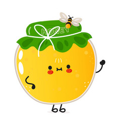 Cute Funny Jar Of Honey Waving Hand Character