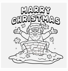 Line Art Of Santa Claus Character And Marry