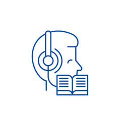 Listening To Music And Reading Line Icon Concept