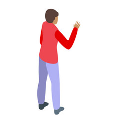 Young Man Waving Hand Isometric Icon