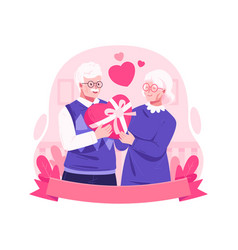 An Elderly Couple Together Holding A Heart-shaped