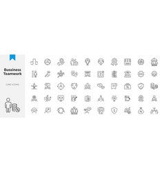 Business Teamwork And Management Line Icon Set