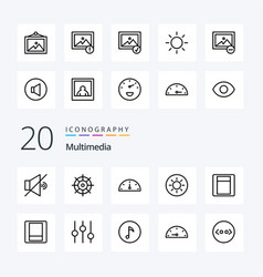 20 Multimedia Line Icon Pack Like Selected Image