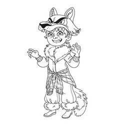 Cute Boy In Werewolf Costume Outlined