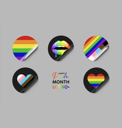 Set Of Lgbtq Community Symbols With Rainbow Flag