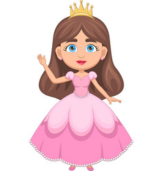 Beautiful Princess Girl Waving Cartoon