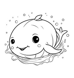 Coloring Book For Children Cute Whale In The Sea