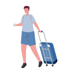 Male Tourist With Suitcase