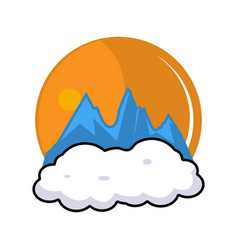 Mountain Logo With Full Moon And Cloud