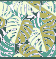 Outline Monstera Silhouettes Seamless Pattern