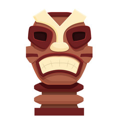 Art Totem Wood Icon Cartoon Angry Statue