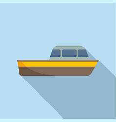 Engine Rescue Boat Icon Flat Sea Search