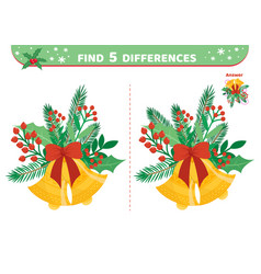 Golden Bells Christmas Find 5 Differences Game