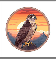 Hawk Colorful Cartoon Kawaii Character Beach