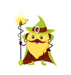 Cartoon Ripe Lemon Fruit Wizard Magician Character