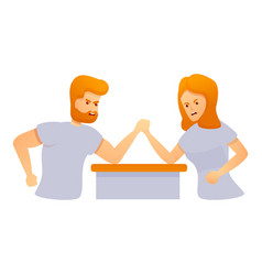 Couple Arm Wrestling Icon Cartoon Style