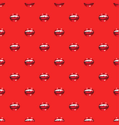 Seamless Pattern Red Glossy Lips And Flirty Tongue