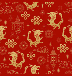 Chinese Traditional Zodiac Signs Dragon Seamless