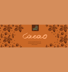 Chocolate Label Template With Cocoa Beans Pattern