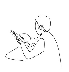 Continuous Line Drawing Of Someone Reading A Book