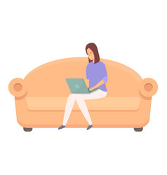 Sofa Remote Work Icon Cartoon Online