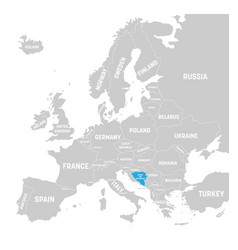 Bosnia And Hercegovina Marked By Blue In Grey