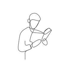 Continuous Line Drawing Of Someone Reading A Book