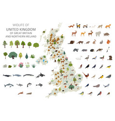 Flat Design United Kingdom Wildlife Animals