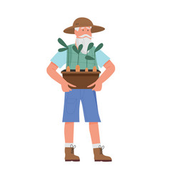 Gardener Man With Potted Plants