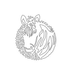 Single One Line Drawing Of Beautiful Zebra