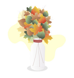 Autumn Bouquet Of Colorful Leaves In A Vase