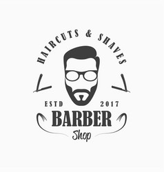 Barber shop building facade with signboard Vector Image